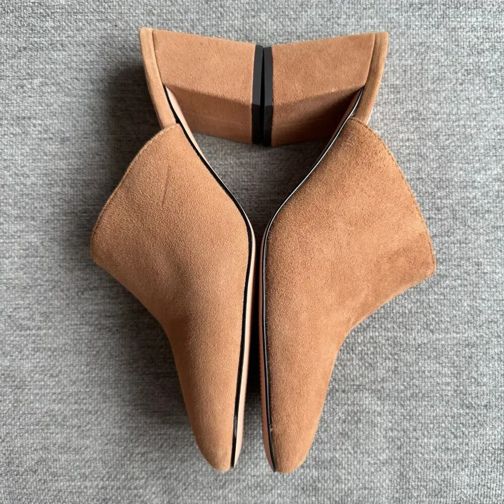 J Crew Ashen Brown Suede High Block-Heel Mules Clogs Shoes Women's Sz 6